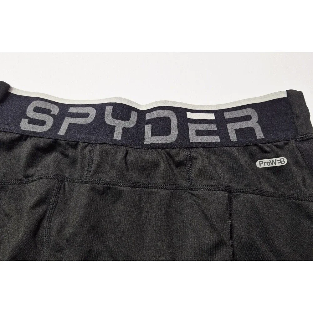 Spyder ProWEB Men Medium Fleece Baselayer Tights Compression Pants Black SPM737